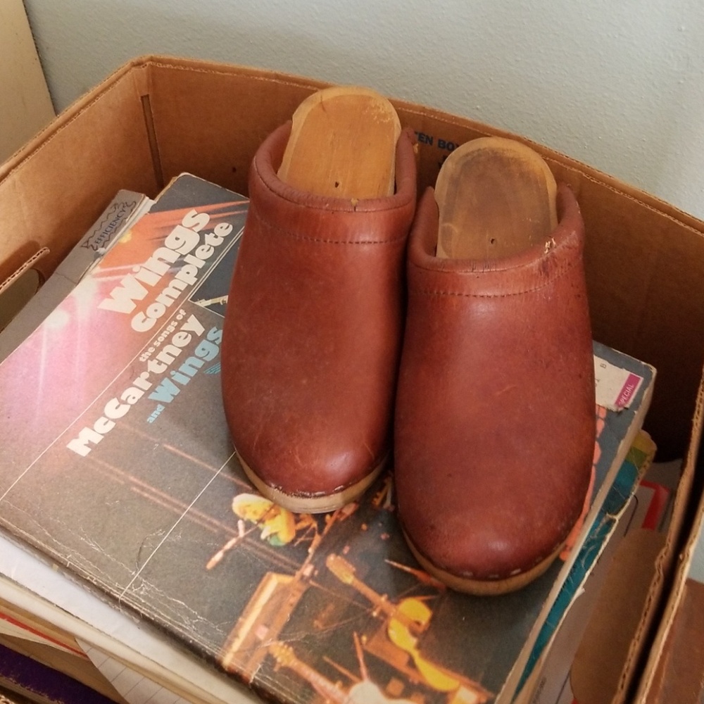 Vintage 1970's wooden clogs.